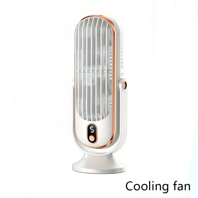 Dual Motor Ice Fan USB Desk 5-Speed LED Display 360° Cooling Large Battery Quiet Portable for Office Home Travel Oasis Select