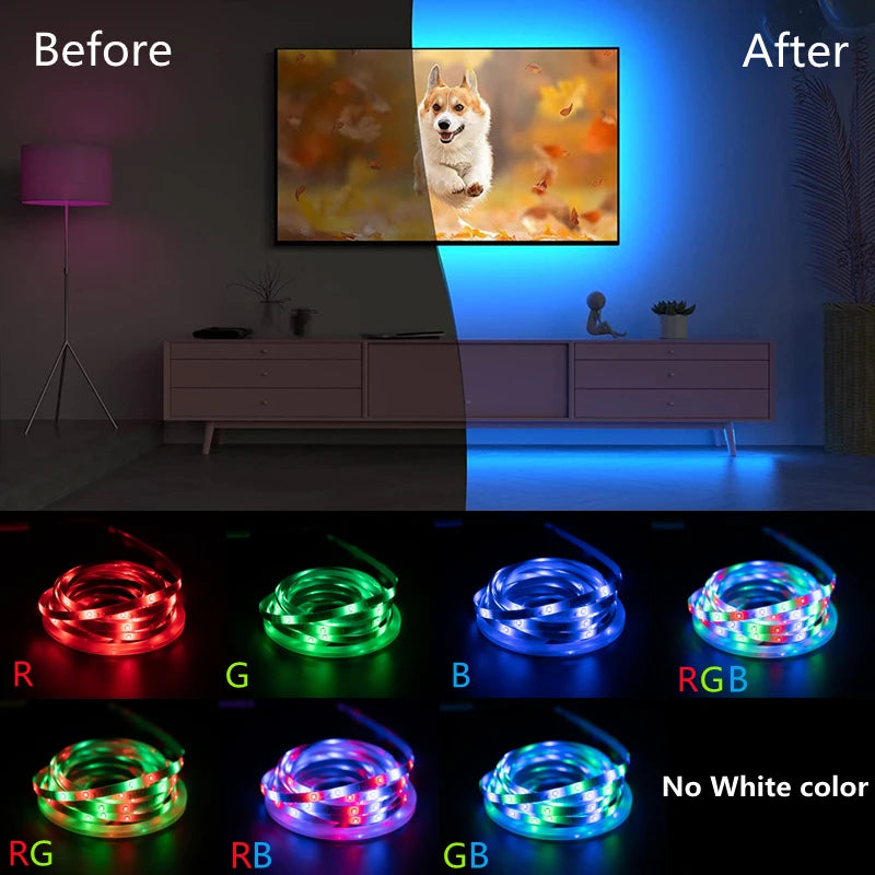 DC5V USB LED Strip Light RGB 2835 Flexible Lamp USB Cable 3 Key Control 5V 0.5M 1M 2M 3M 4M 5M Desk Screen TVBackground Lighting Oasis Select