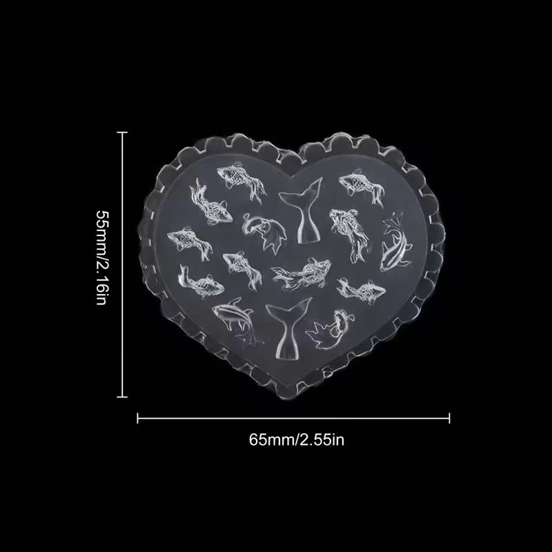 3D Goldfish Nail Silicone Mold, Koi Theme Art Pattern Design, High Transparent Template, Suitable for DIY Nail Accessories Oasis Select md-82