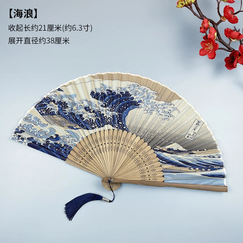Japanese-style Small Folding Fan, Women's Summer Retro Portable Folding Cheongsam Dance Show Fan Oasis Select A