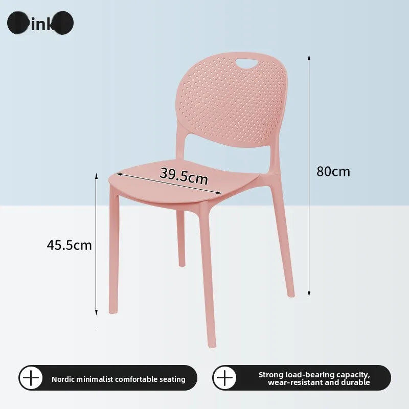 Plastic chair Back chair Thickened desk stool Study home bedroom Nordic creative dining chair can be stacked Oasis Select Pink 2 pieces