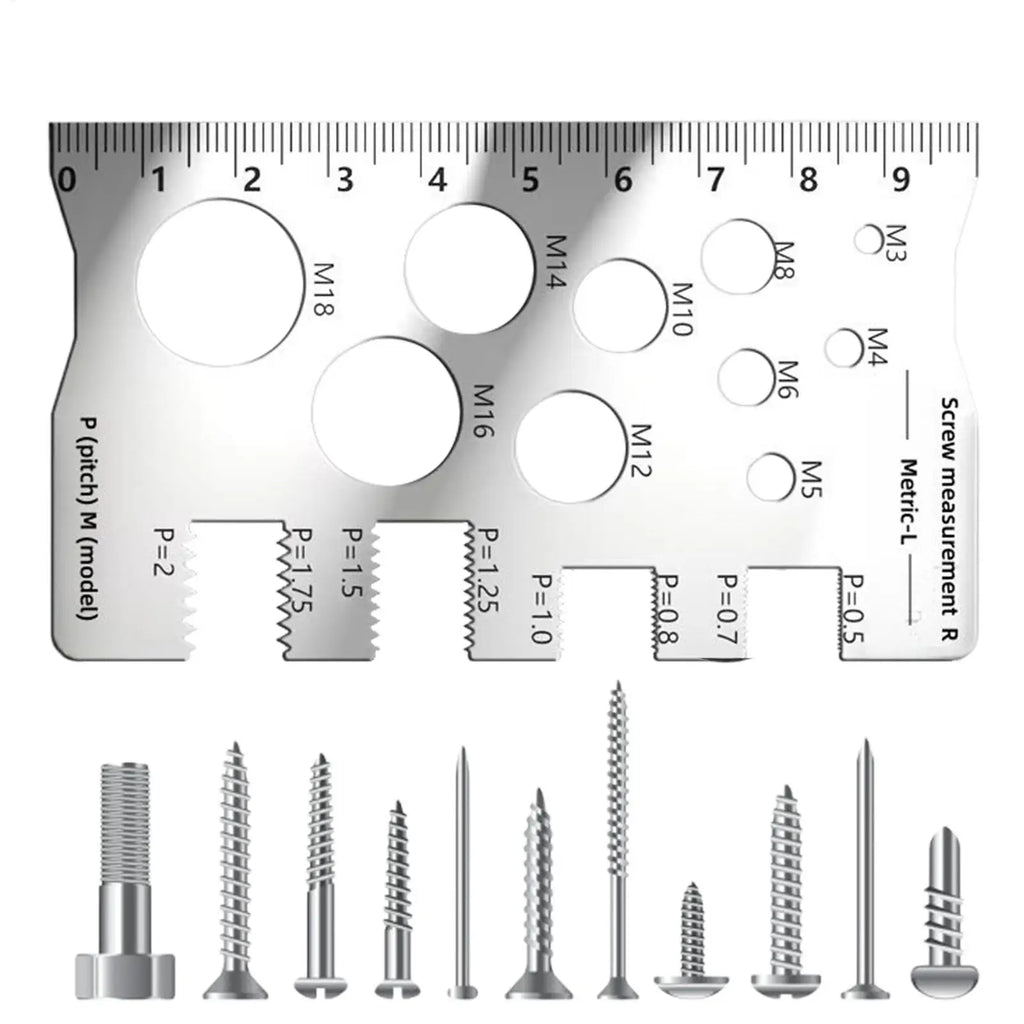 Thread Checker Bolt and Nut Gauge Stainless Steel Screw Sizing Tool for Woodworking Carpenters Engineers Construction Site Oasis Select