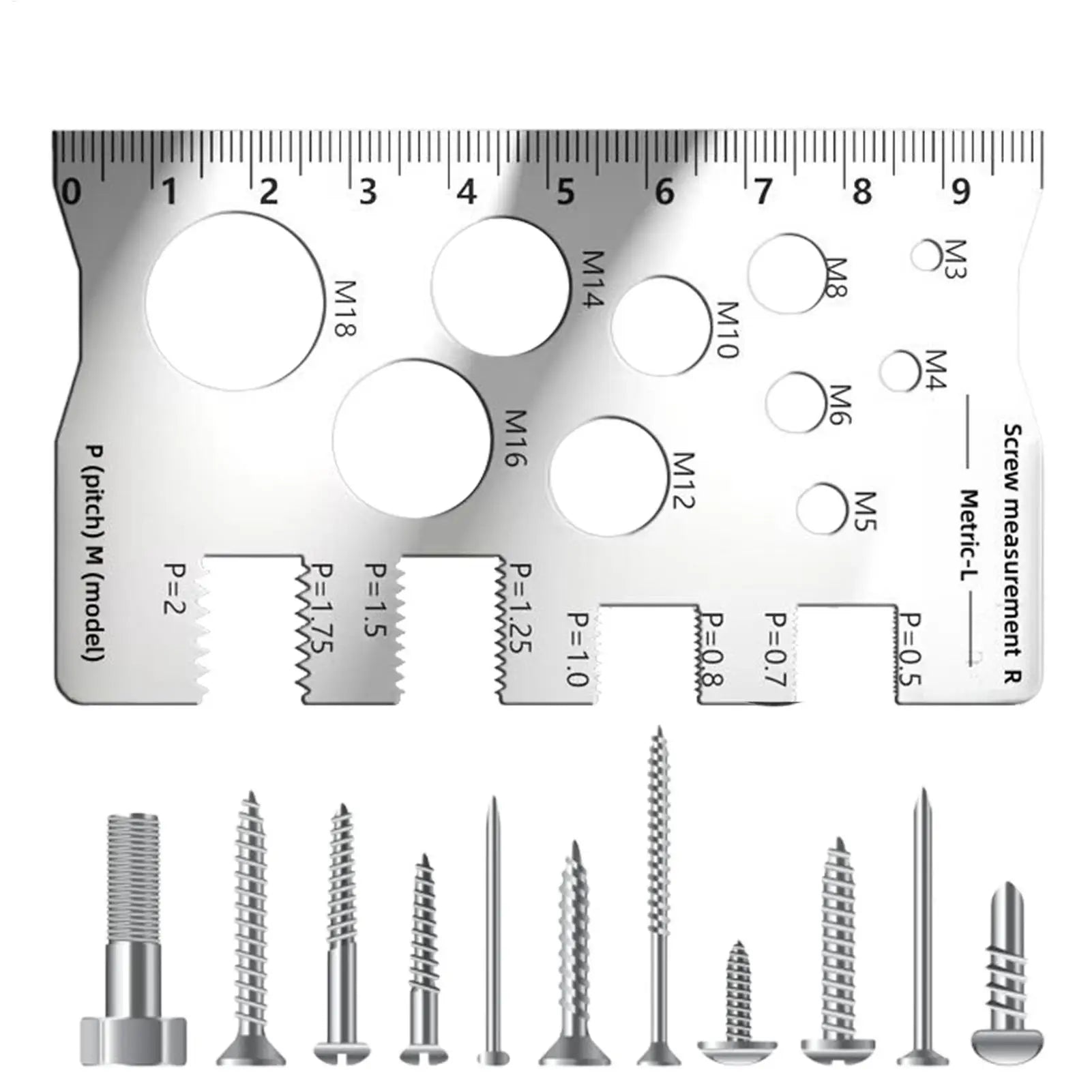 Thread Checker Bolt and Nut Gauge Stainless Steel Screw Sizing Tool for Woodworking Carpenters Engineers Construction Site Oasis Select