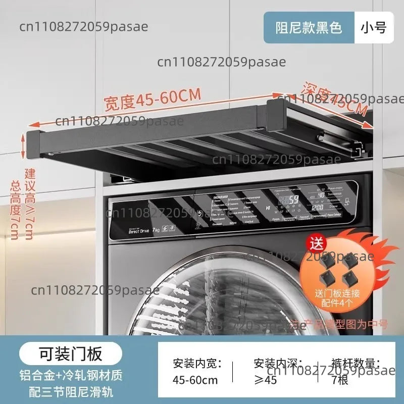 Washing Machine Invisible Drying Rack Balcony Hidden Pull-up Pants Rack Oasis Select Black 45-60cm