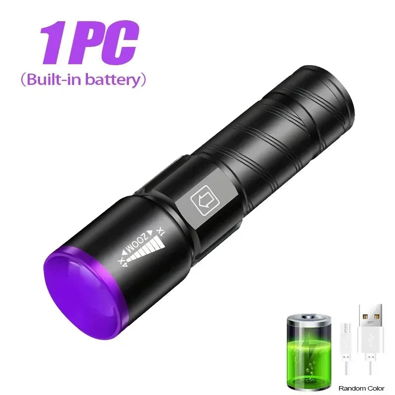 395NM UV Flashlight LED Ultraviolet Torch Zoomable Ultra Violet Lights Inspection Lamp Pet Urine Stain Detector Tools Lantern Oasis Select 395nm style1with box