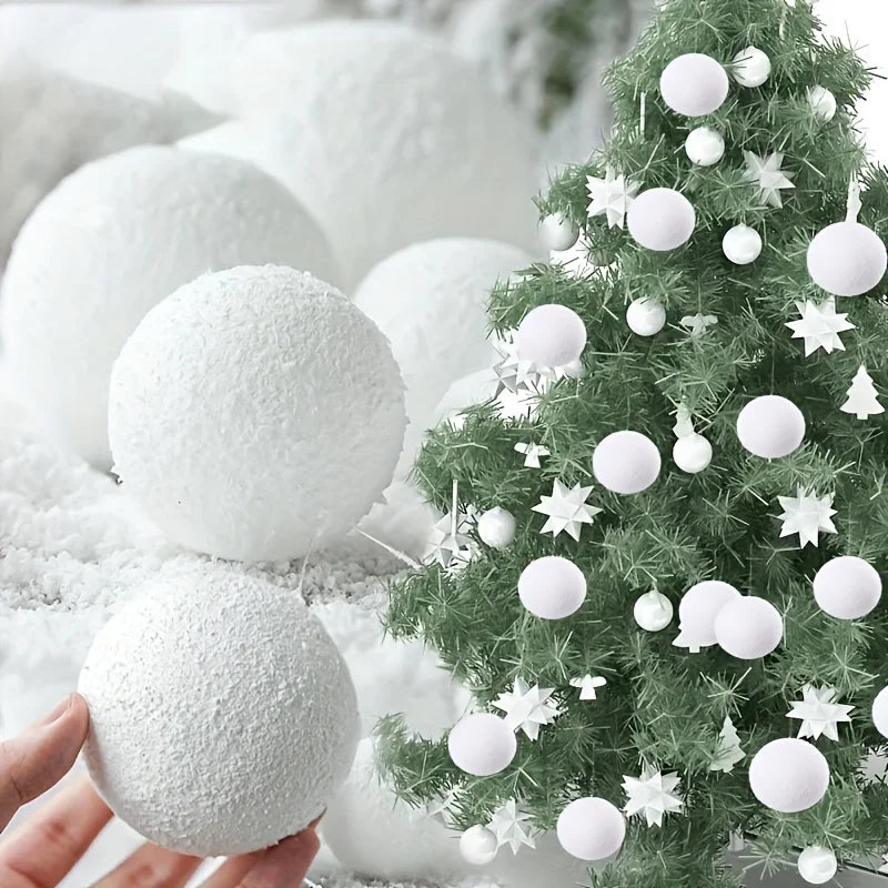 6pcs White Foam Christmas Ornaments - Elegant Hanging Snowball Decorations for Xmas Tree, Winter Parties, and Holiday Home Decor Oasis Select