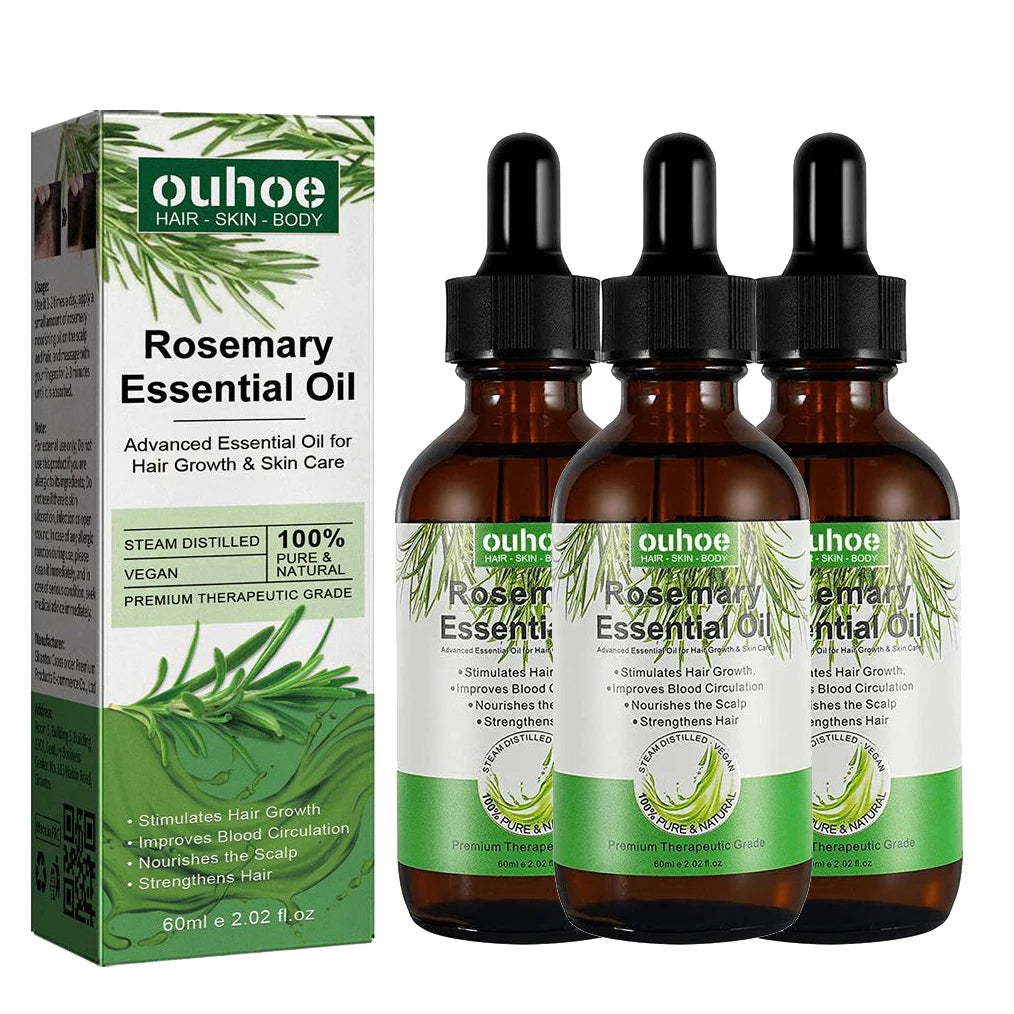 Rosemary Essential Oil with Dropper, 1/3PCS Rosemary Oil for Hair Growth, Hair Strengthening, Nourishing & Volumizing Refreshing Oasis Select 3PCS