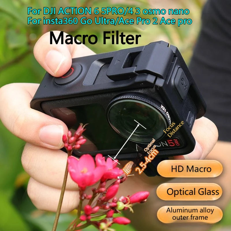 HD 10X Macro Lens Filter for Insta360, DJI Action & GoPro