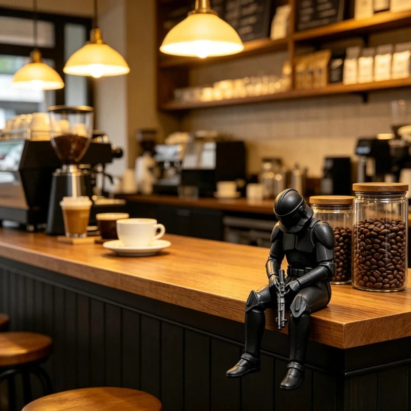 Mini Cool Sitting Soldier Figurine Desktop Hanging Shelf Edge Decor Resin Desk Ornaments for Home Office Bar Quirky Gift for Men Oasis Select