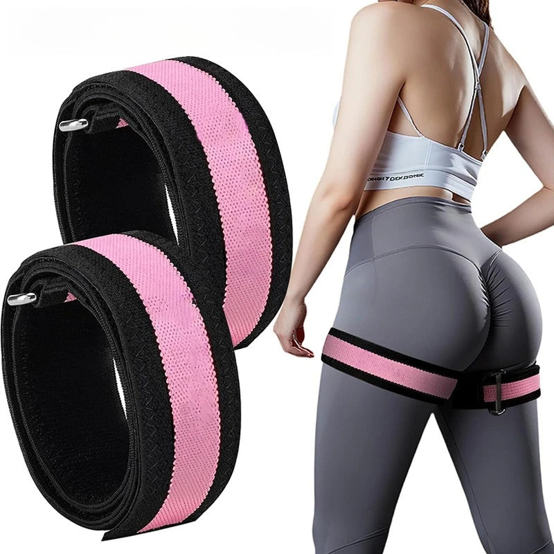 Lady's hip resistance band - black band with pink accessory, medium tension, hip exercise band Oasis Select Pink Grey