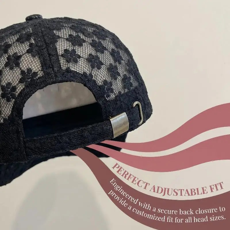 Lace Flower Baseball Cap for Women Adjustable Hollow Thin Summer Hat Breathable Sun Protection for Outdoor Sports Travel Oasis Select