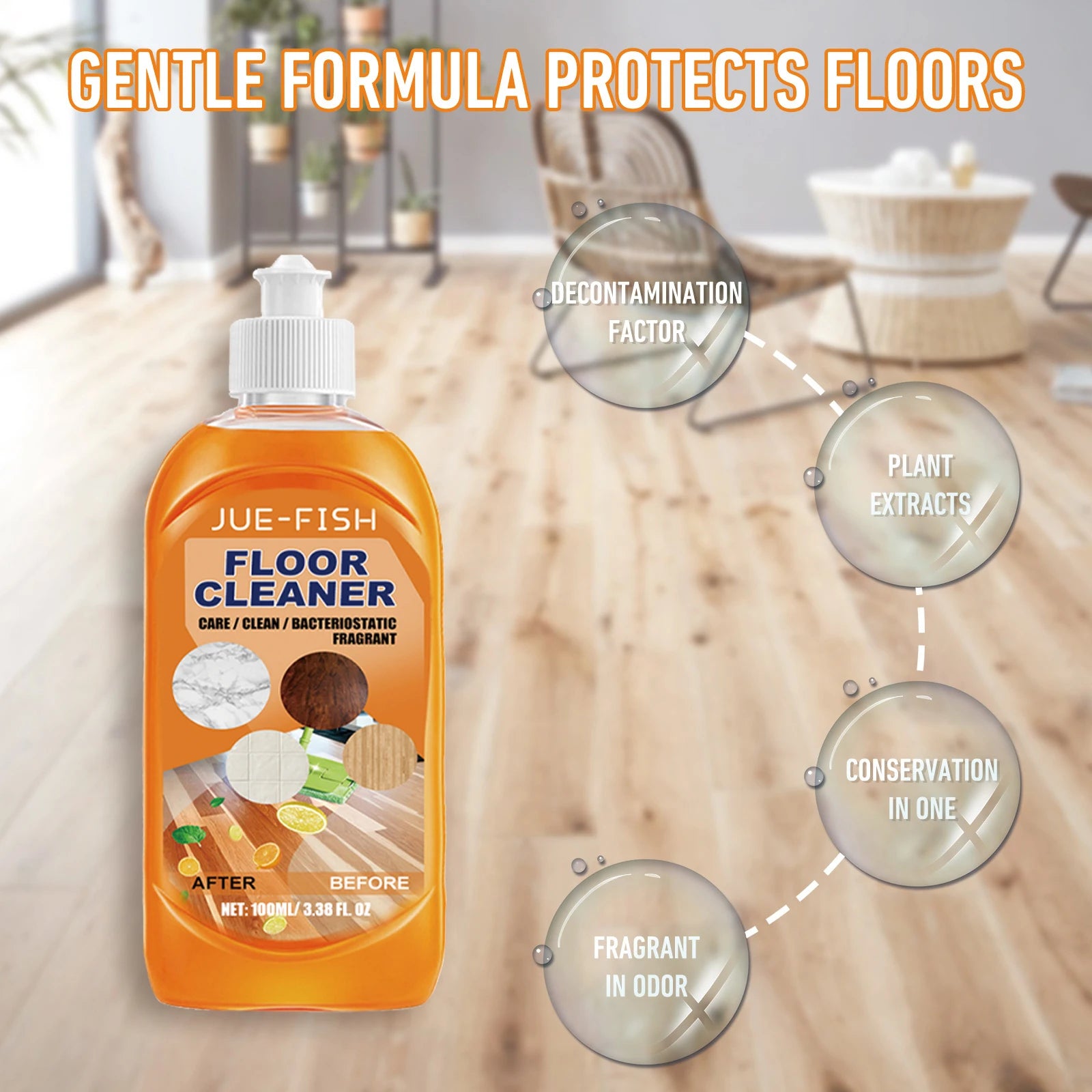 Jue Fish Floor Cleaner Set For Cleaning Descaling Cleaning Wooden Floors Polishing Brightening Ceramic Tile Cleaner Mild & Safe Oasis Select