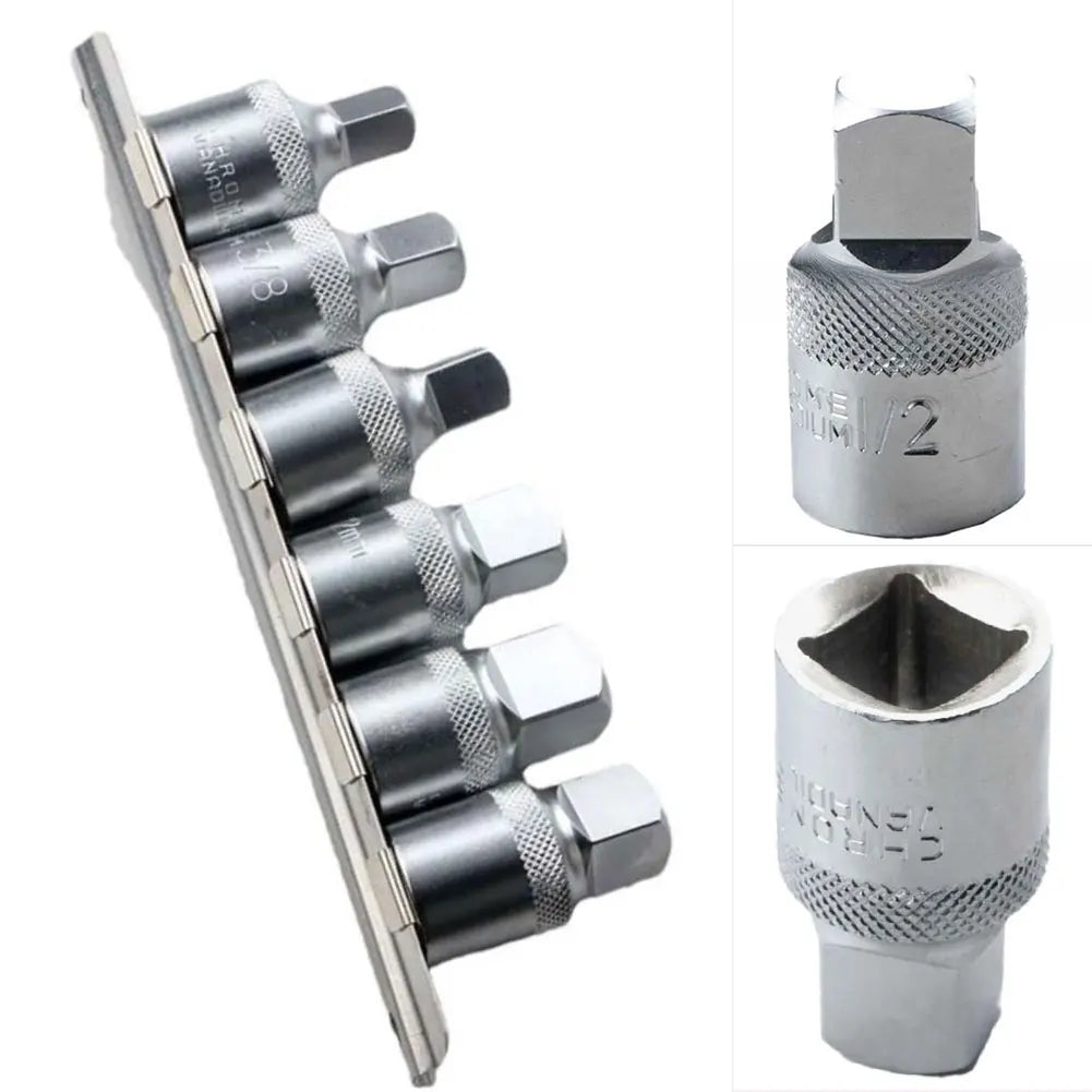 6-Pc Oil Drain Plug Socket Set | 1/2" Square Drive Auto Tool Socket Wrench Set Oasis Select