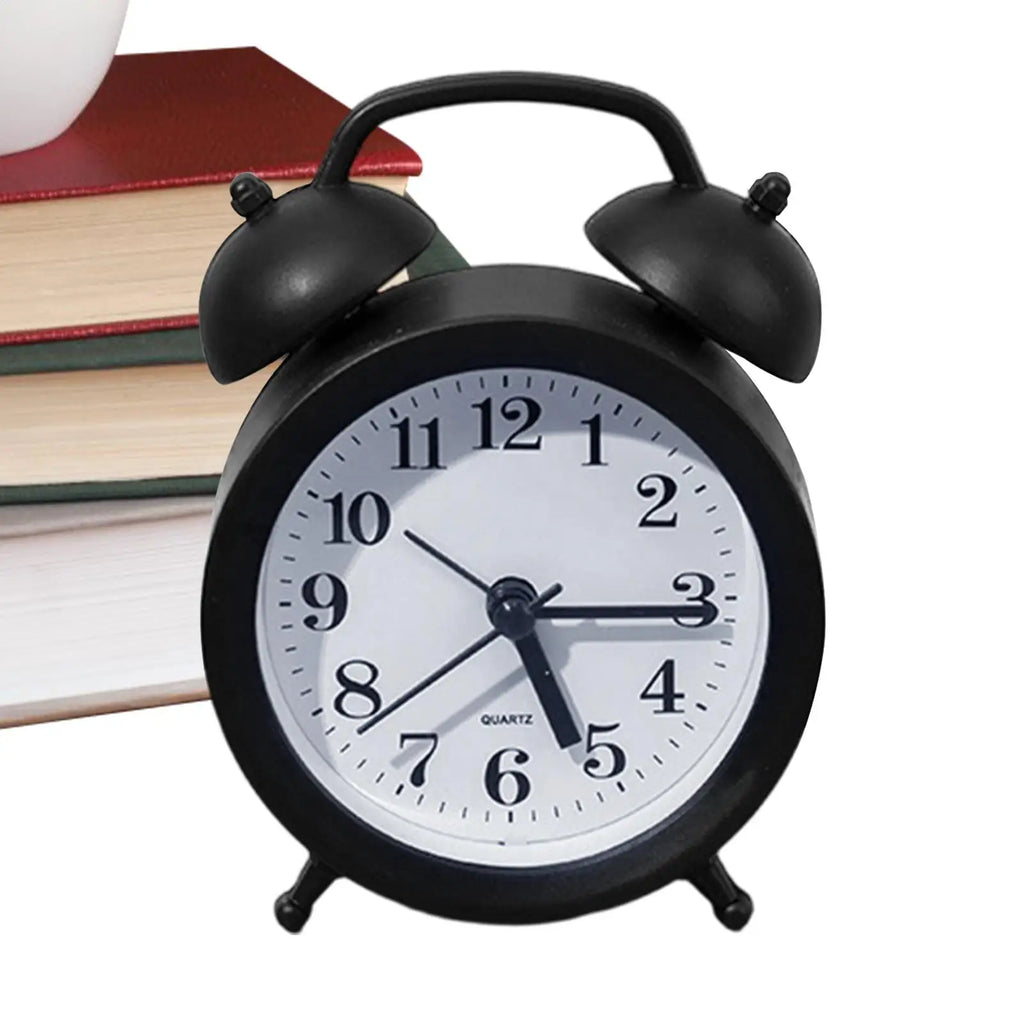 Retro Alarm Mechanical Double Bell Home Office Desktop Metal Alarm Clock Desk Table Analog Clock Silent for office home Oasis Select