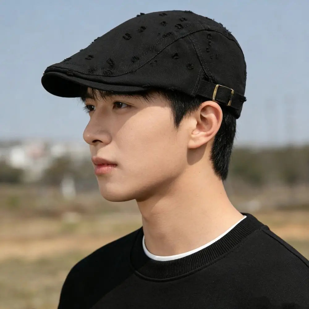 Fashion Hole Sketching Beret Hat Cotton Adjustable Painter Hat Soft Newsboy Hat Hip Hop Oasis Select