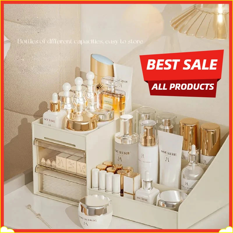 Transparent Drawer Style Makeup Box Dormitory Organizer Plastic Cosmetics Skincare Dressing Table Desktop Storage Box Oasis Select
