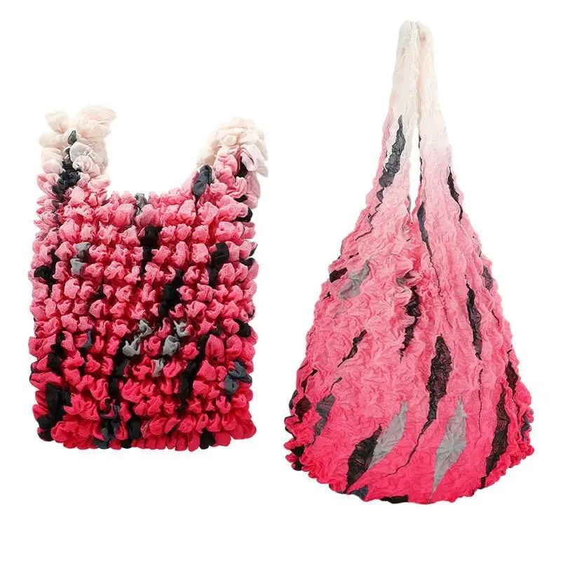 Flower Expansion Fold Pleated Flexible Stretch Mini Shopping Bag Large Capacity Bubble Elastic Portable Handbag Storage Bag Oasis Select A5