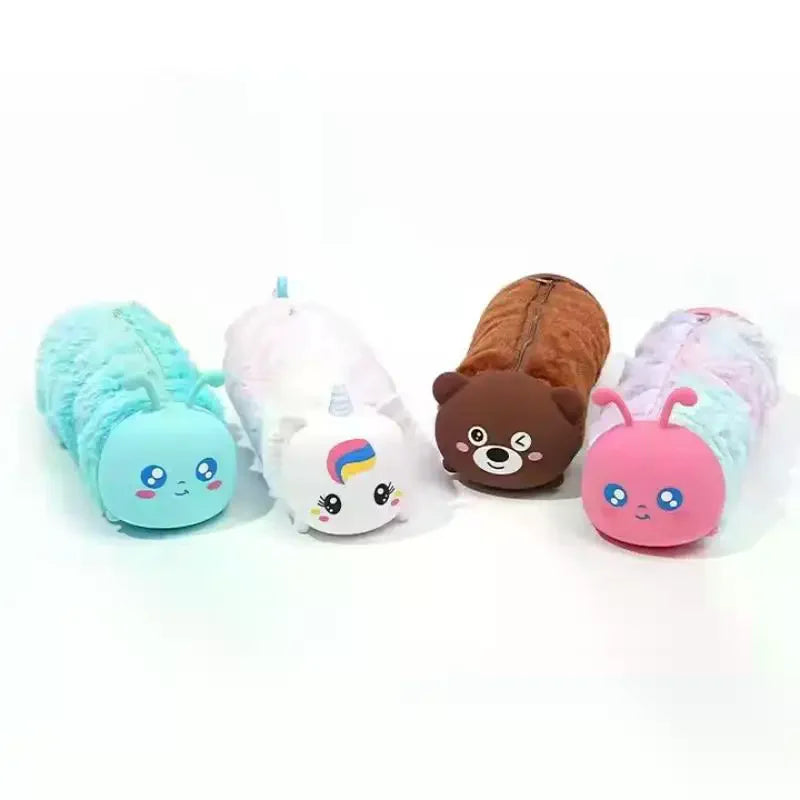 Cute Cartoon Plush Pencil Case Multi-function Storage Large-capacity Stationery Box Cosmetic Bag Oasis Select
