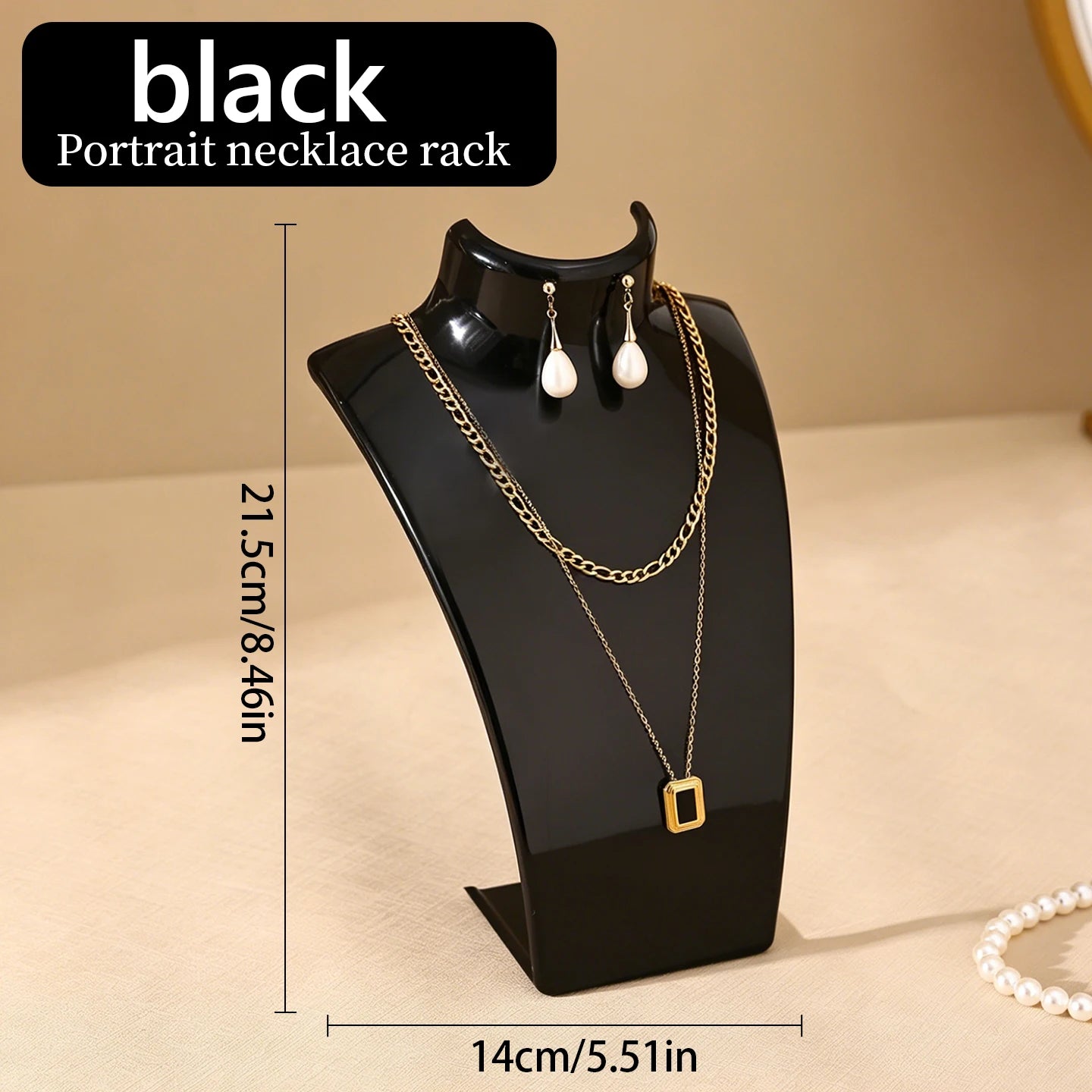 1 Portrait Jewelry Display Stand Vertical Necklace Earring Storage Stand, Jewelry Store Home Display Stand Perfect Holiday Gift Oasis Select black