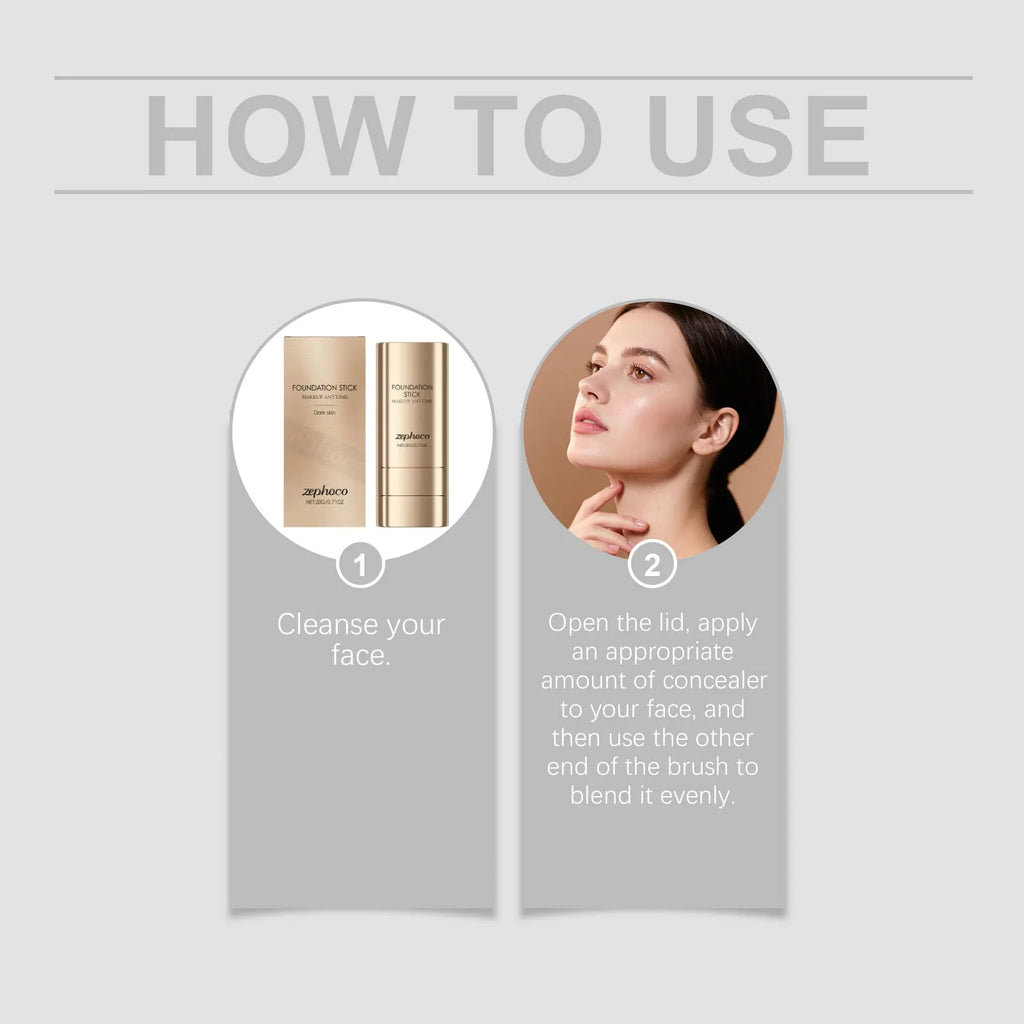 2-in-1 Foundation Stick for Uneven Skin Tone Lightweight and Adherent Moisturizing Natural Concealer Clear Matte Foundation Oasis Select