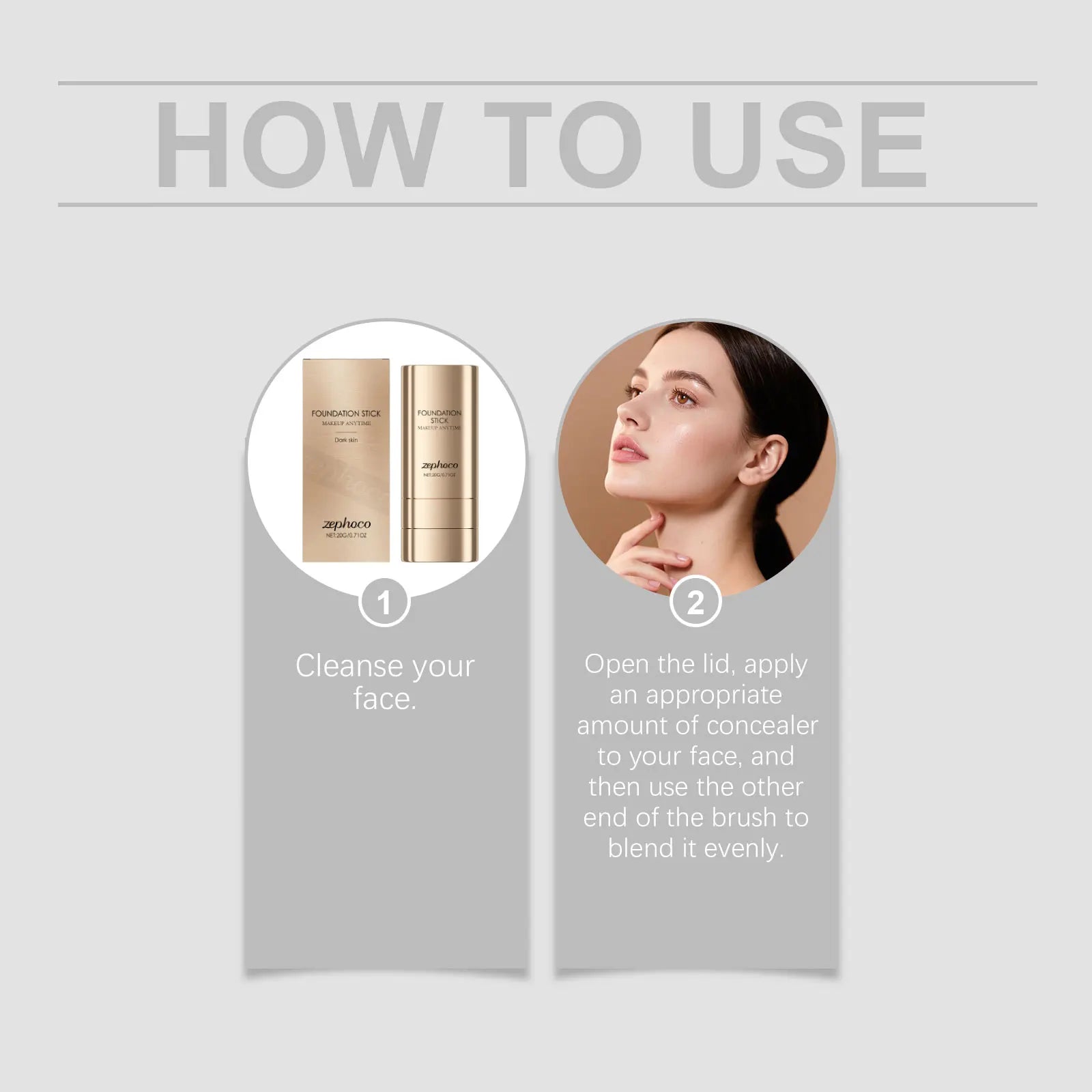 2-in-1 Foundation Stick for Uneven Skin Tone Lightweight and Adherent Moisturizing Natural Concealer Clear Matte Foundation Oasis Select
