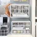 1pc Large Capacity Multi-Functional Plastic Desktop Organizer with Drawer for Office Supplies, Stationery, Dorm Storage Oasis Select 2pcs