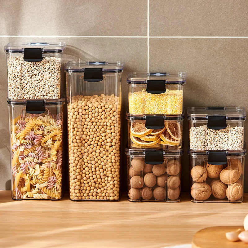460-1800ml Kitchen Sealed Jar Stackable Food Storage Box Multigrain Tank Bottle Cereal Candy Dried Fruit Tea Storage Containers Oasis Select