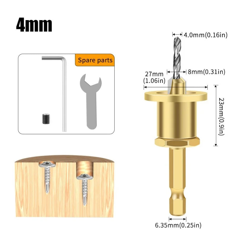 1/5Pcs CNC Adjustable Hexagonal Handle Cutter Woodworking Tools Countersink Drill Router Bit for Wood Installation Limit Hole Oasis Select 4x8