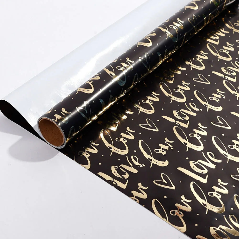 43x300cm Black Gold Gift Wrapping Paper Polka Bouquet Packaging Paper Christmas Valentines Day Birthdays Gifts Decorations Paper Oasis Select