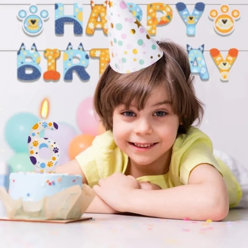 Birthday Candles Blue Dog Paw Themed Print Birthday Party Supplies Paw Cake Topper Decorations Birthday Oasis Select