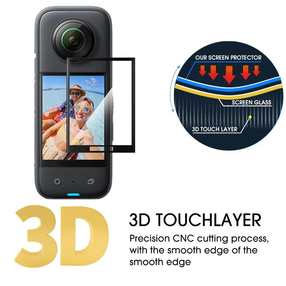 Insta360 X4/X5 Screen Protector – 9H 3D Curved Tempered Film
