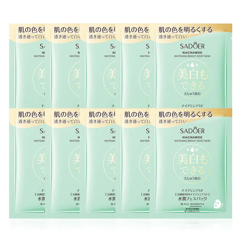 SADOER Nicotinamide Face Masks – Brighten & Hydrate (5/10pk) Brightening Sheet Mask Oasis Select 10pcs