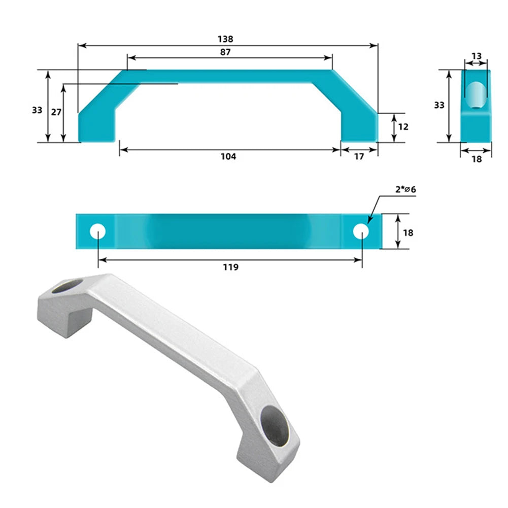 Door Handle Aluminum Alloy U-Shaped Handle Square Cabinet Door Handle Luggage Furniture Wardrobe For Window Oasis Select
