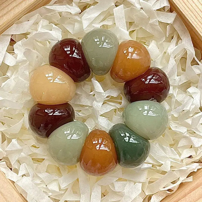 Zen Mala Prayer Bead Finger Ring Color Polished Curved Bead Buddhist Meditation Band, Spiritual Stress Relief Worry Bead Jewelry Oasis Select