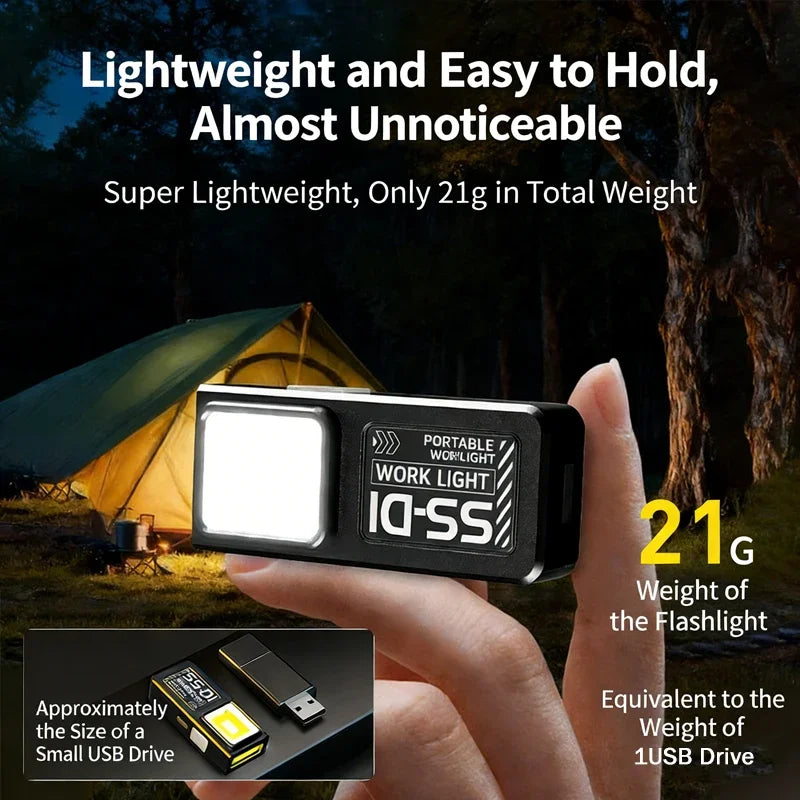 Mini COB LED Flashlight USB C Rechargeable Powerful Work Light with Clip Magnet Waterproof EDC Camping Walking Pocket Lantern Oasis Select