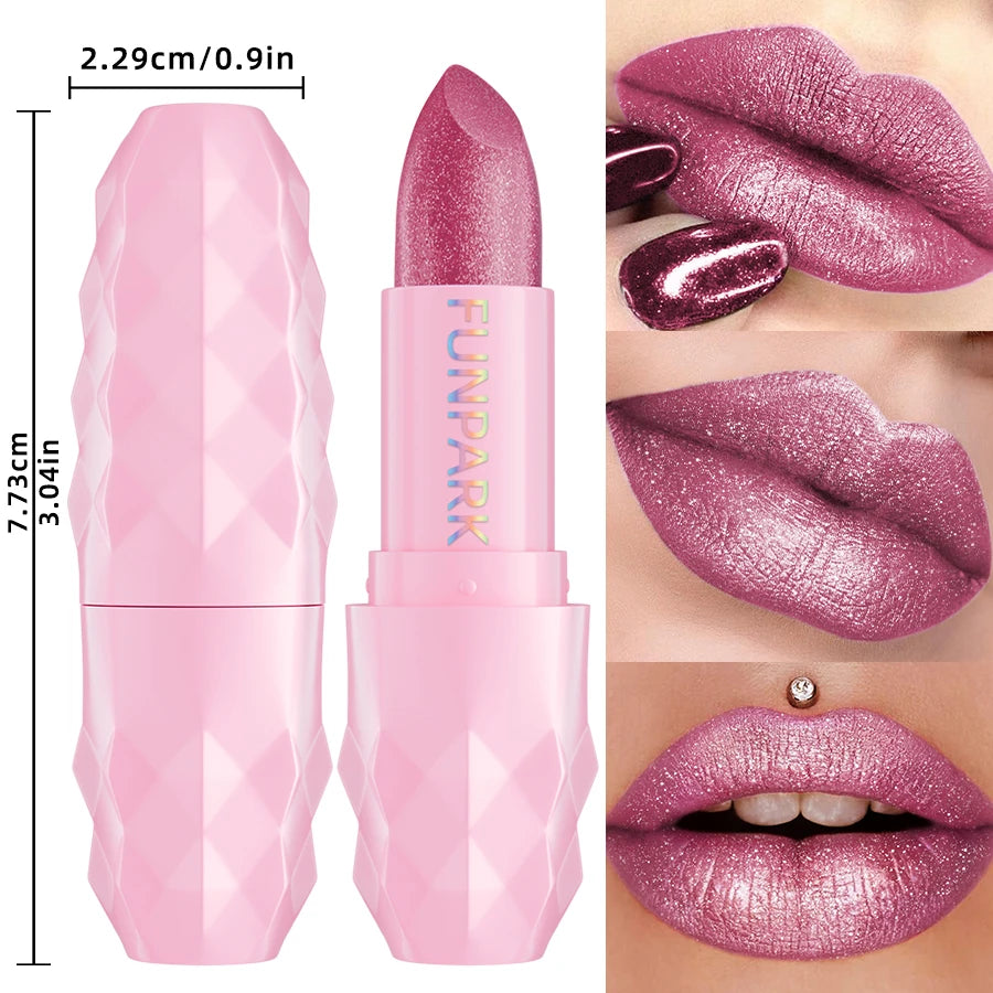 FUNPARK Glitter Metallic Lipstick – Pearlescent Pigmented Lip Glaze
