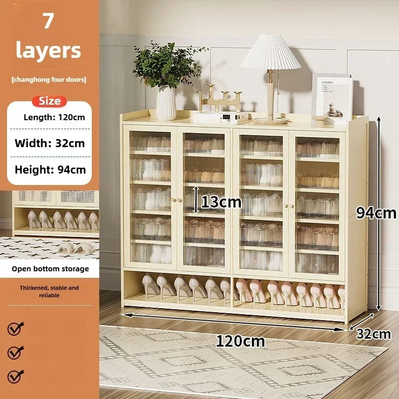 Multi-functional Shoe cabinet Household multi-layer shoe rack Entrance cabinet Large capacity storage dust aisle Oasis Select Milky white L