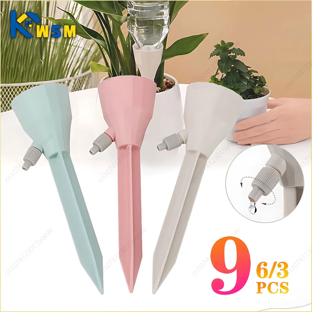 3/6/9Pcs Adjustable Drip Irrigation System Indoor Outdoor Potted Plants Automatic Self-flowing Watering Spikes Gardening Tools Oasis Select