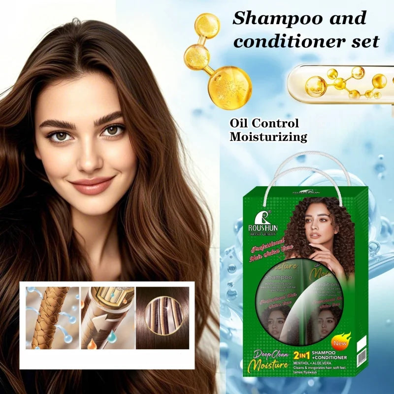 ROUSHUN Mint & Aloe Shampoo + Olive Conditioner Set | Hair Care