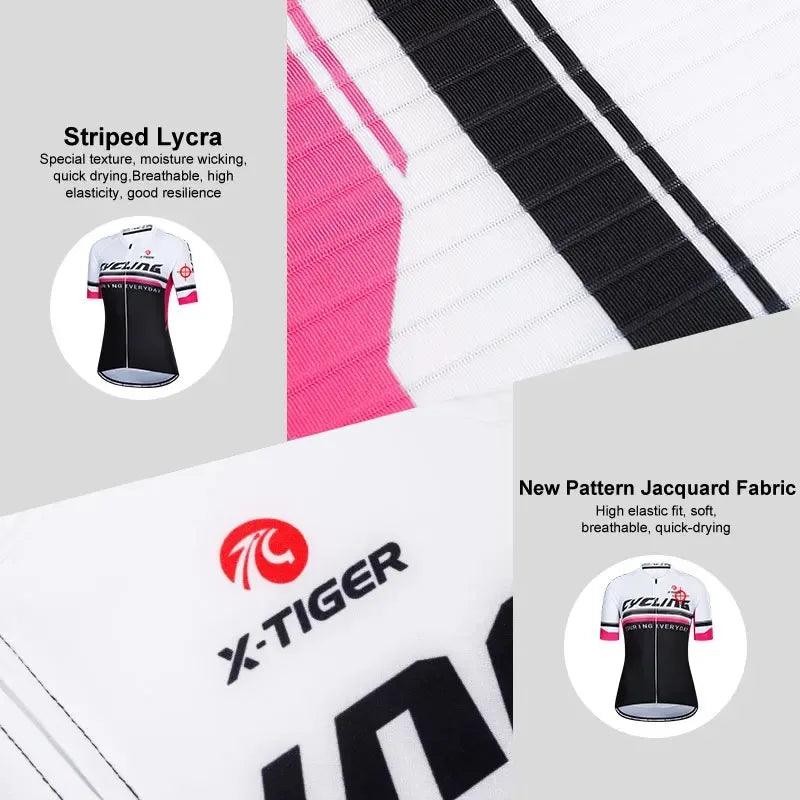 X-TIGER Cycling Jerseys Women's Sun Protection Riding Jersey Summer Breathable MTB Bicycle Jerseys Racing Bike Short Sleeve Oasis Select