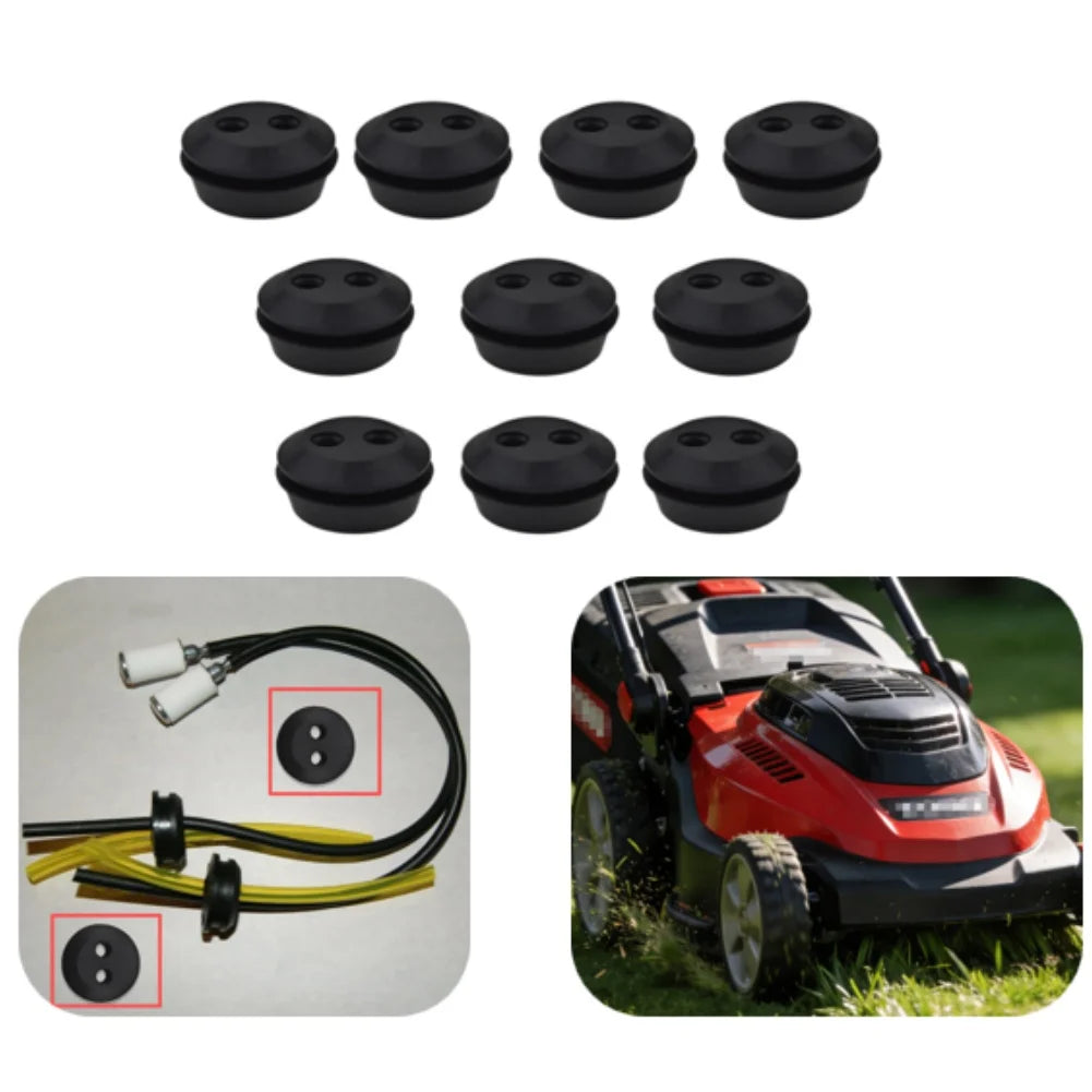 21.5mm Rubber Fuel Tank Grommet 2 Holes For Trimmer Brush Cutter Lawn Mower Gas Line Seal Replacement Accessories 10PCS Oasis Select