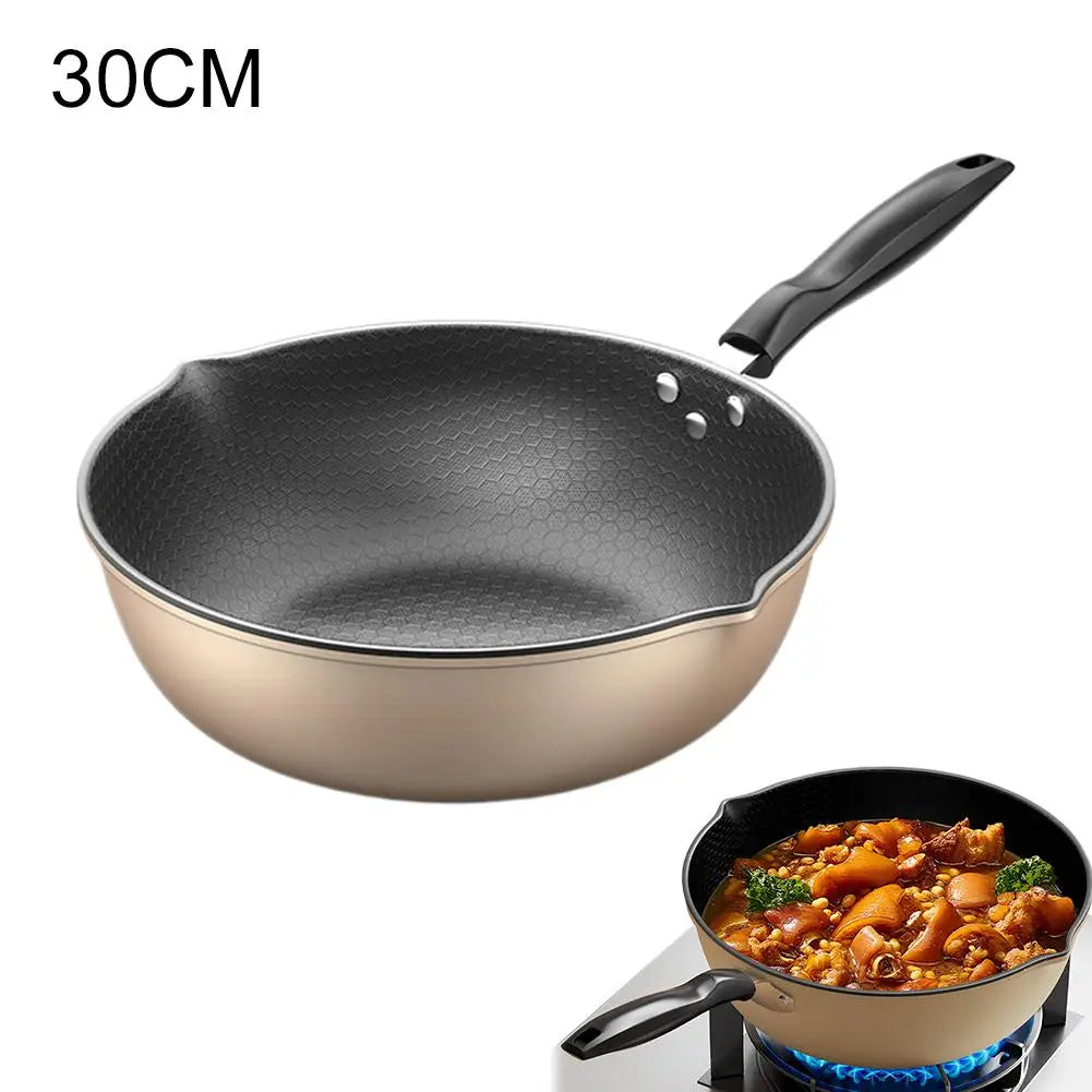 Honeycomb Nonstick Wok – Scratch-Resistant Fry Pan All Stoves