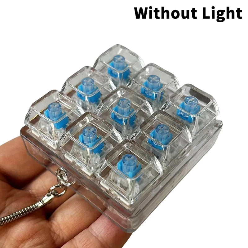4/9 Keys Mechanical Keyboard Axis Tester LED Keyboard Key Toy Stress Relief DIY Button Keycap Fidget Keychain Toys Gift Oasis Select A5