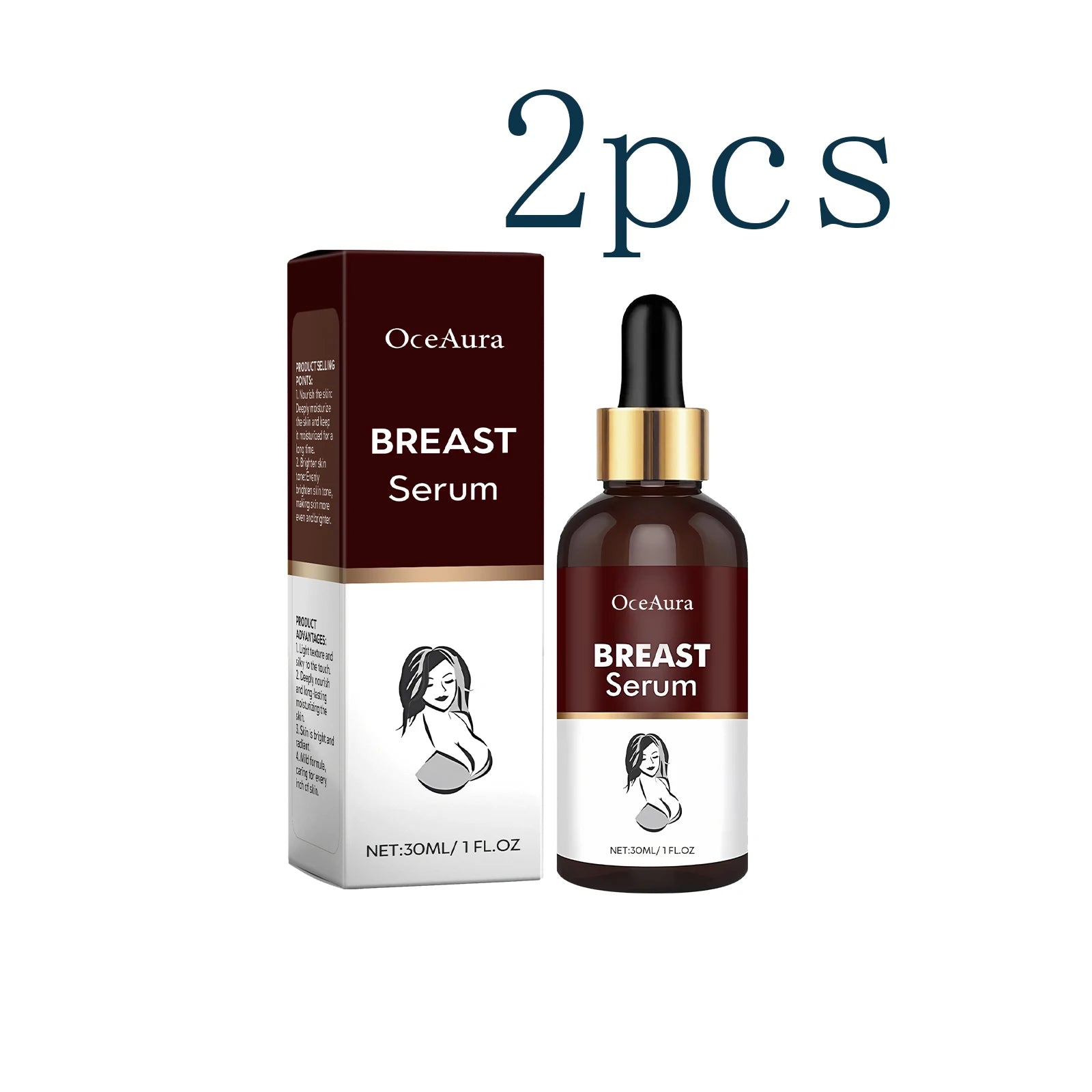 Breast Massage Serum, Brightening, Plumping, Lifting, Firming, Hydrating Nourishing Massage & Softening Topical Essence Oasis Select 2pcs