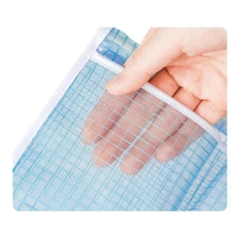 1Pcs Refrigerator Storage Mesh Bag Double Compartment Hanging Pouch Kitchen Organizer Pockets with Hook Washable Fridge Net Bag Oasis Select