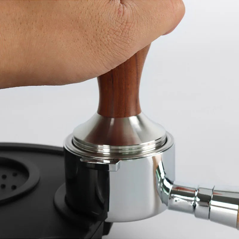 51/53/58mm Espresso Tamper for Semi-Auto Machines – Flat Stainless Steel Base, Wooden Handle Barista Tool, Suitable for baristas Oasis Select