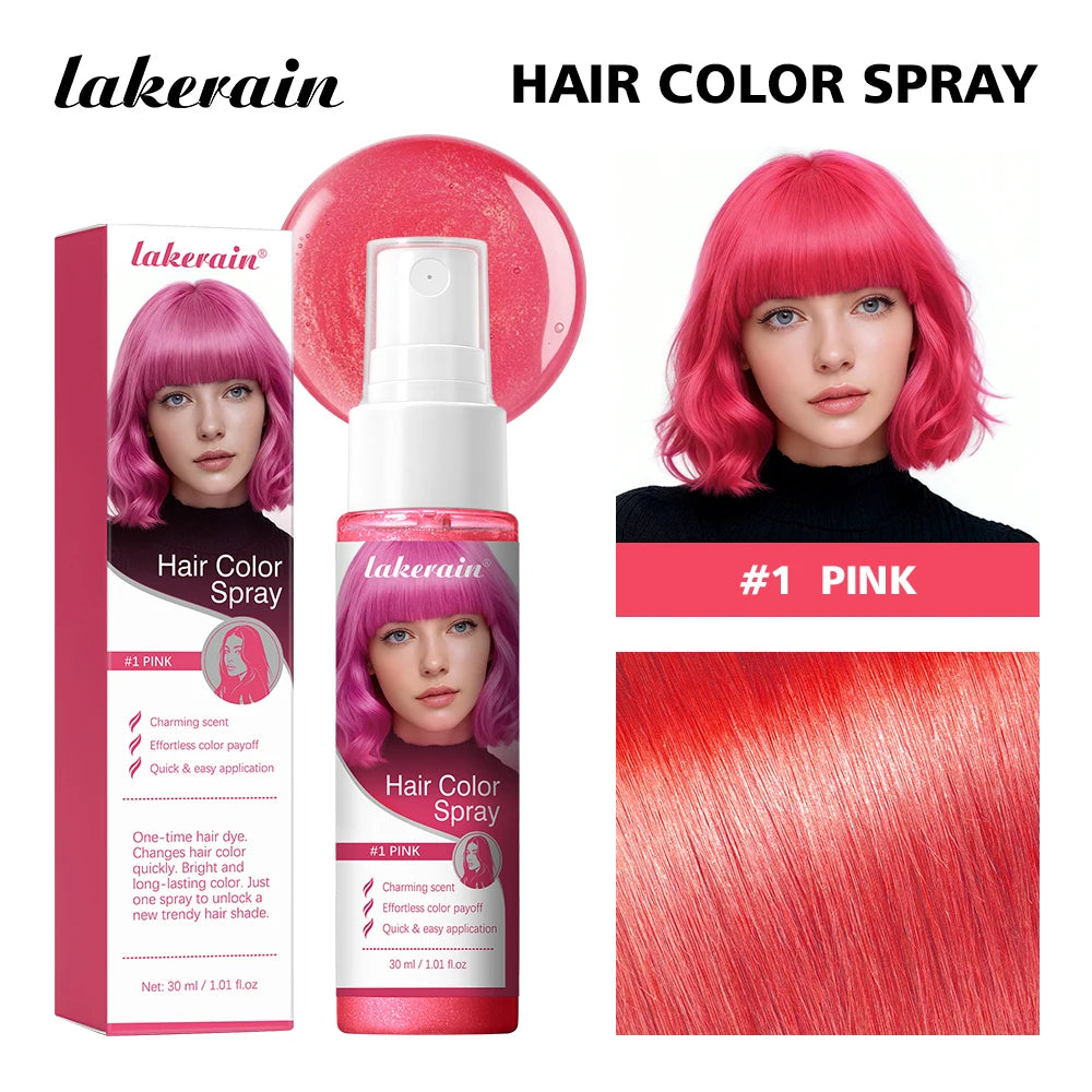 Hair Color Spray Disposable Hair Dye Spray DIY One-Time Hair Color Liquid Washable 8 Colors Party Temporary Hair Styling Spray Oasis Select Pink
