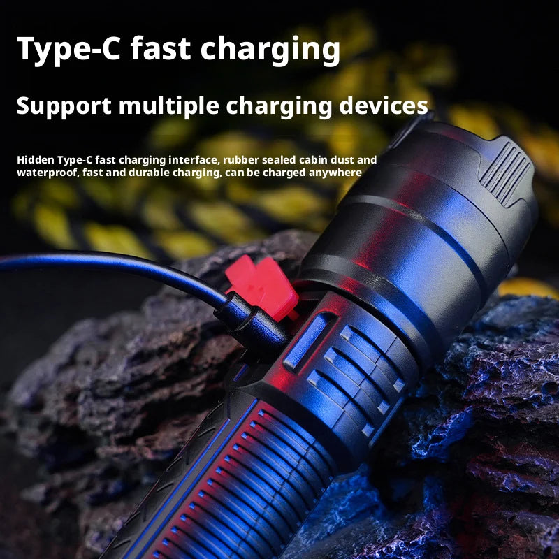 Portable Rechargeable High-Power Handheld Torch Long-Lasting Waterproof Bright Flashlight Perfect for Outdoor Camping Hiking Oasis Select