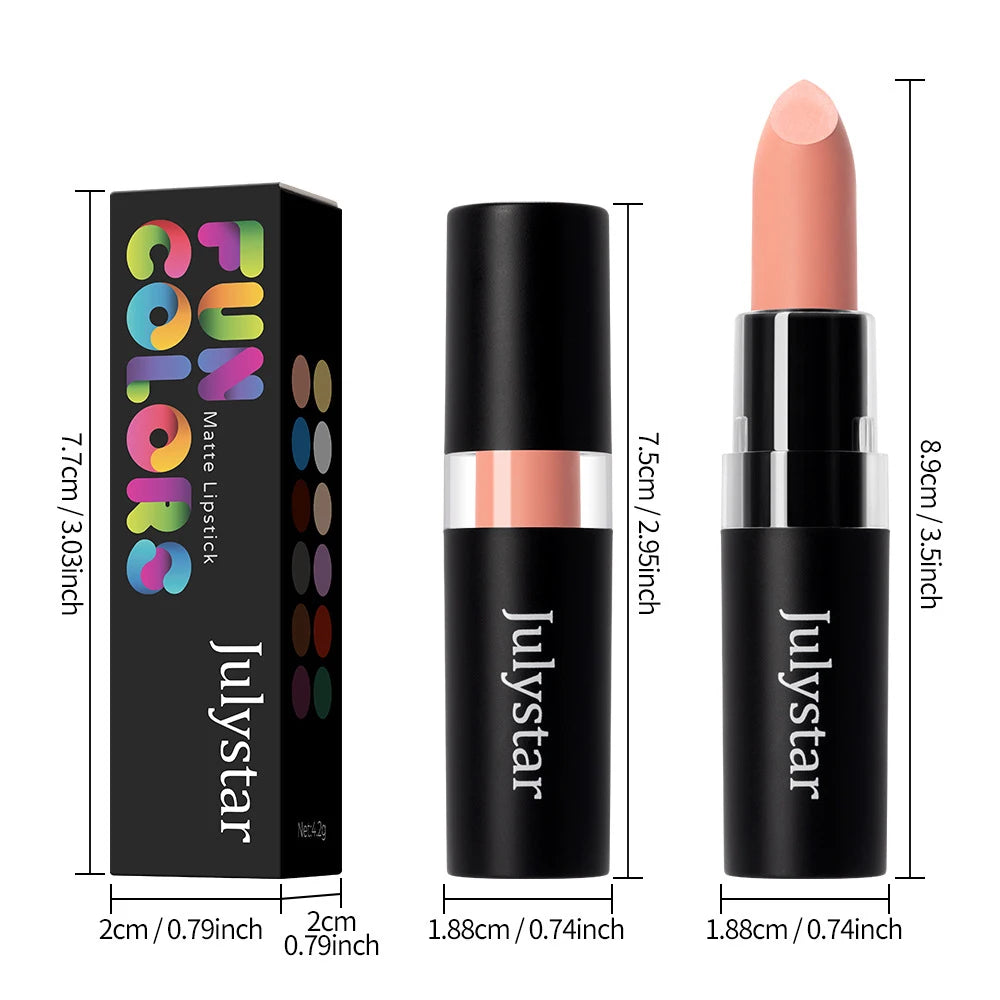 Matte Lipsticks 12 Colors Waterproof Long Lasting Lip Stain Non-stick Cup Sexy Red Black Lipstick Pigment Lip Cosmetics Oasis Select