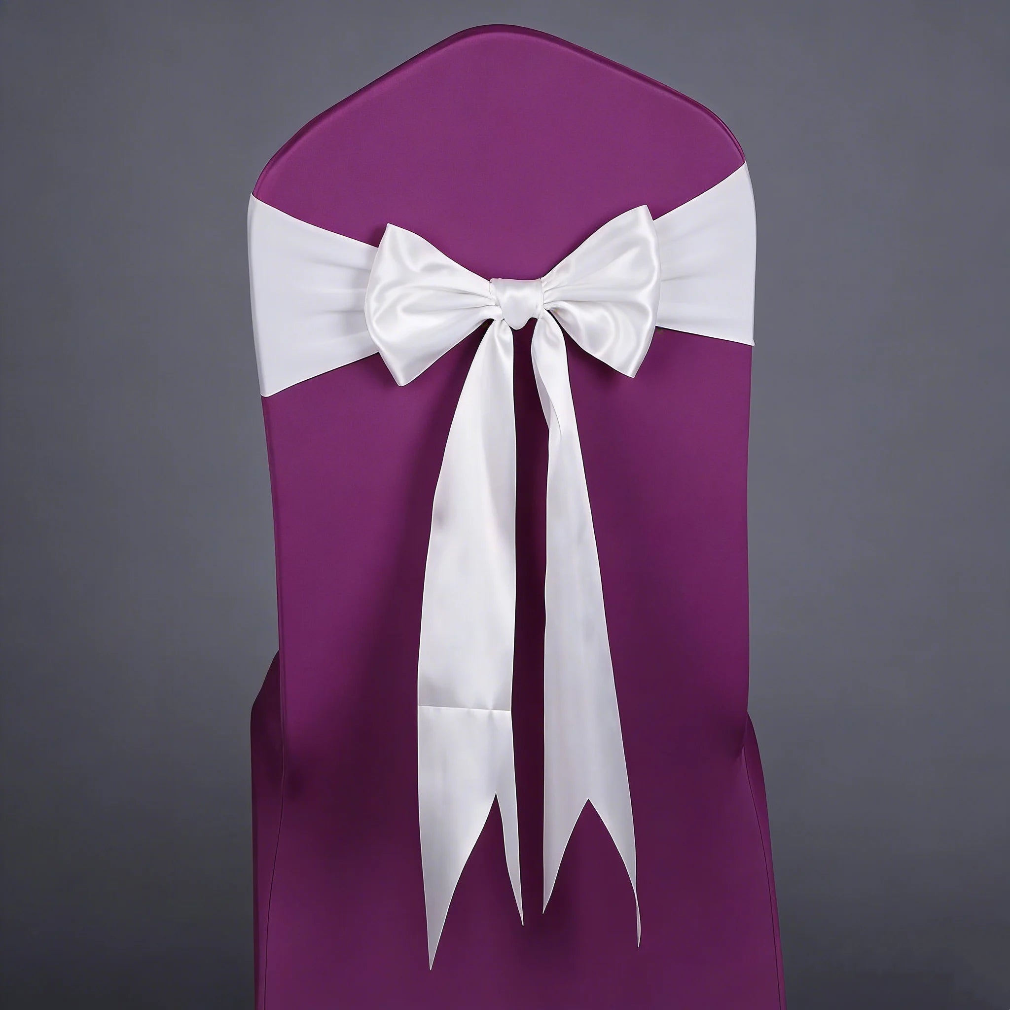 Wedding Decoration Spandex Chair Sashes Ready Made Bow Tie No Need To Tie Stretch Bands BIrthday Party Holiday Hotel Festival Oasis Select White 2